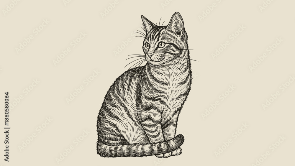 Fototapeta illustration of a domestic cat