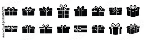 A set of chocolate gift box minimal flat vector icon set. valentines day design element.