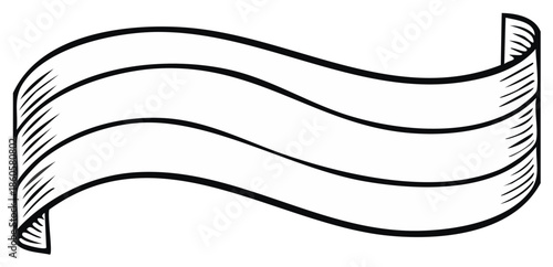 Elegant Black and White Ribbon Banner Illustration for Design or Decorative Elements