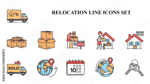 Visual representation of the complete real estate transaction process including moving packing shipping timeline and final key handover