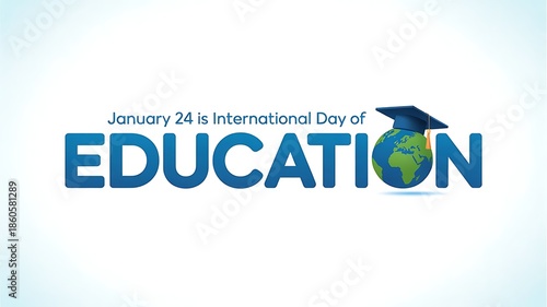 International day of education logo with graduation cap and globe