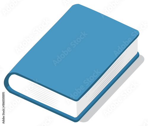 A Simple Blue Hardcover Book with White Pages Viewed from a High Angle