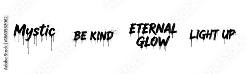 Abstract dripping text art: mystic and inspirational phrases