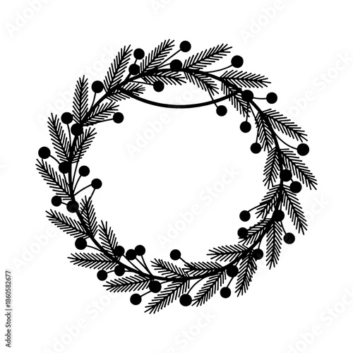 Christmas Tree Crown Line Illustration