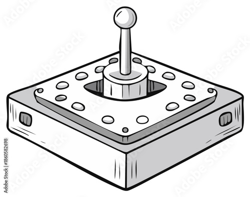 Vintage Video Game Joystick Controller with Ball Top and Buttons for Retro Gaming Entertainment