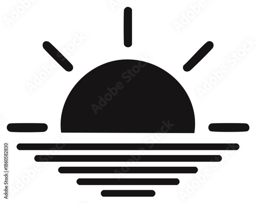 Sunset illustration featuring sun and water elements perfect for logo or design