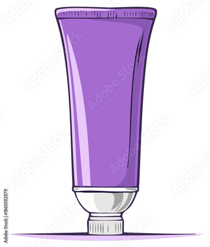 Blank purple squeeze tube vector illustration for cosmetic cream or paint product packaging design