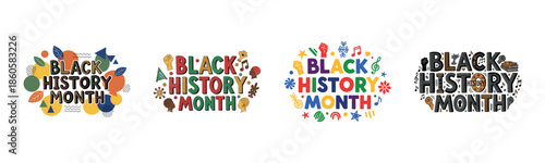 Colorful black history month designs celebrating culture and heritage