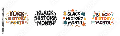 Colorful black history month designs with diverse patterns and illustrations