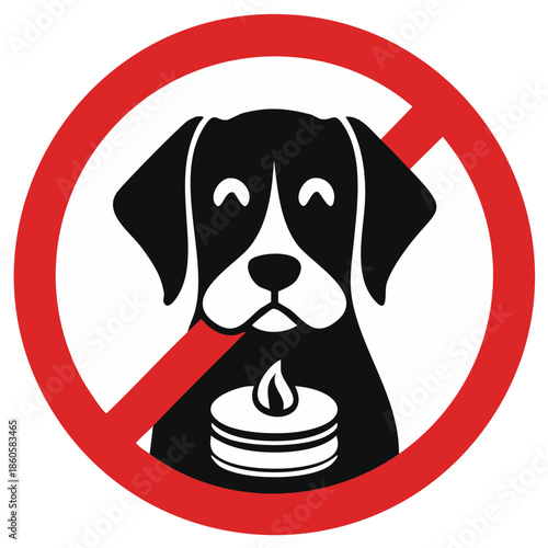 No dogs allowed prohibition concept featuring stylized dog icon within a red circular ban symbol