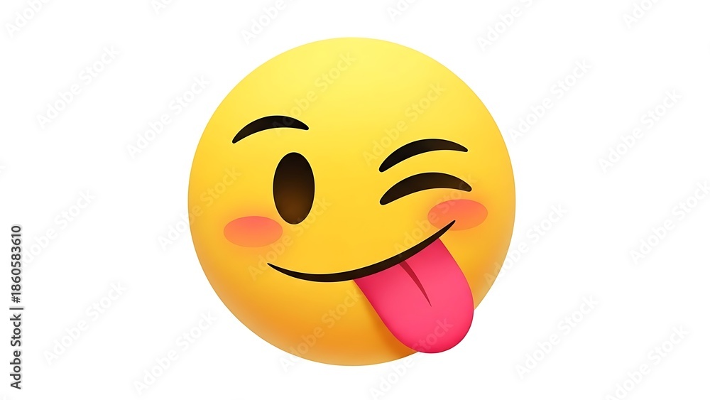 Fototapeta premium Smiling face with tongue out emoji