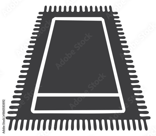 Minimalist prayer rug icon flat vector illustration for Islamic religious worship