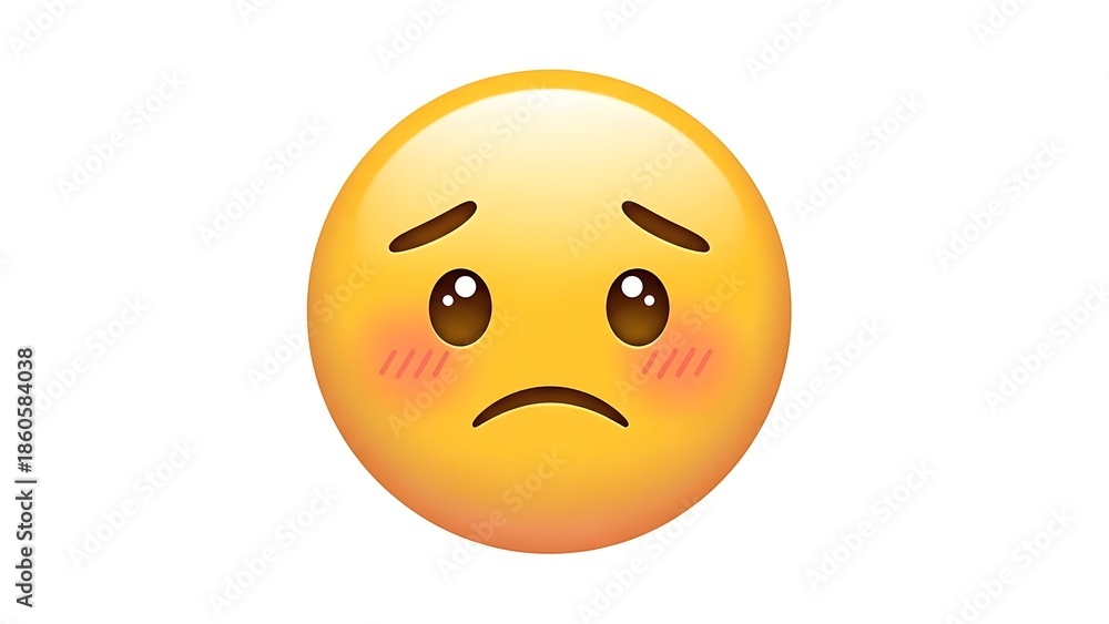 Fototapeta premium Disappointed face emoji with blush