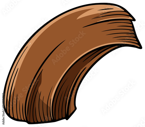 Illustration of a stylized, cartoonish brown hairpiece for use in various character designs and animations