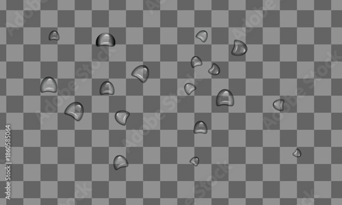 Realistic transparent water drops creating a fresh and wet overlay effect