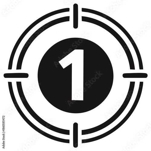 Number One in a Target Black and White Symbol of Achievement Success