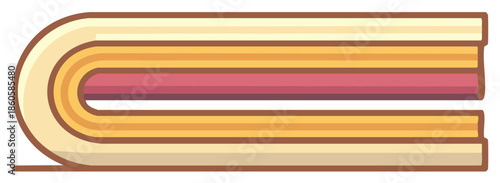 Abstract illustration of a hotdog in a bun, geometric flat design