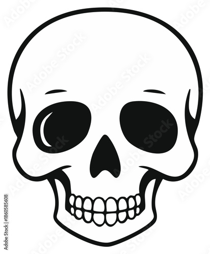 Black and White Cartoon Skull Illustration
