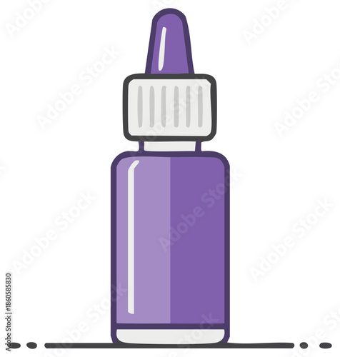 Illustration of a purple medicine bottle with a dropper top, suitable for medical and health concepts.