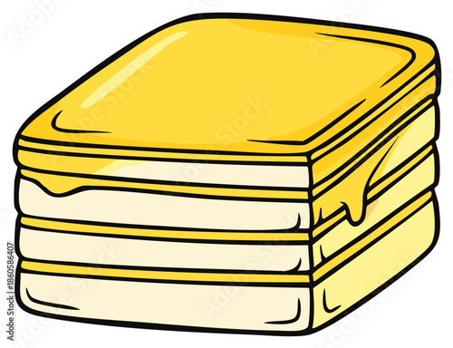 Stack of Sweet Pancakes Drizzled with Golden Syrup