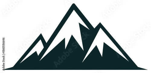 Geometric Mountain Peak Silhouette with Snowy Accents and Sharp Jagged Edges