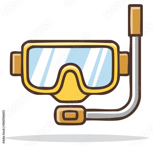 Yellow Scuba Diving Mask with Snorkel for Underwater Exploration and Water Sports