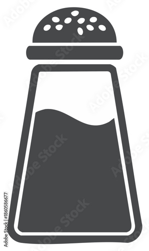Classic salt shaker with seasoning and glass container icon graphic
