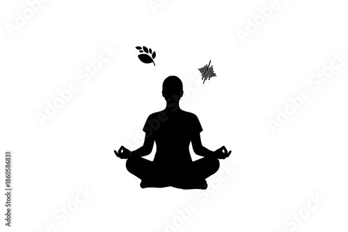 silhouette of a woman meditating