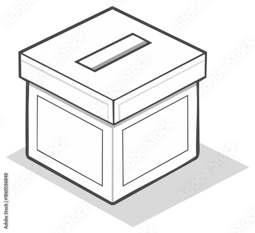 Cartoon Style Ballot Box Illustration
