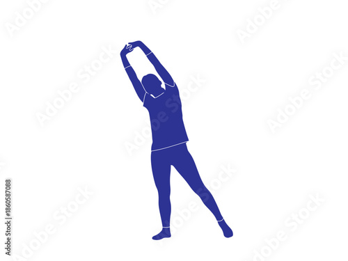 Athletic Silhouette Performing Side Stretch Exercise