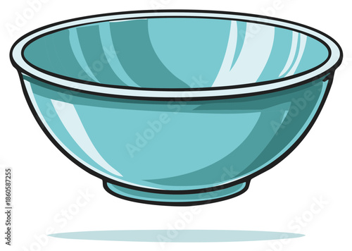 Illustration of an Empty Light Blue Bowl Ready for Food or Cereal