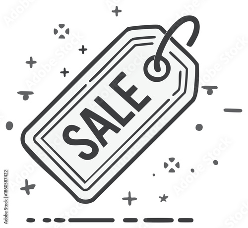 Doodle Style Tag with 'SALE' Text for Promotion and Discount Offer