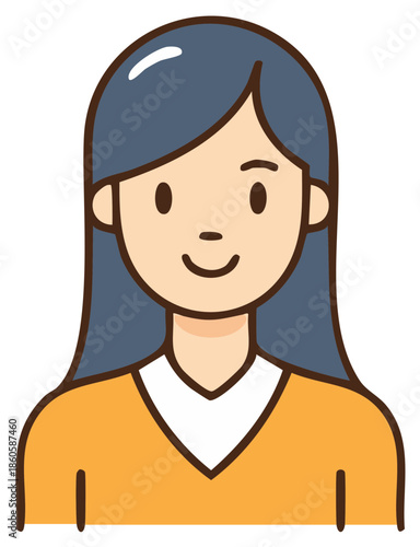 Cartoon Style Woman Image Displaying a Positive Expression and Wearing a Sweater