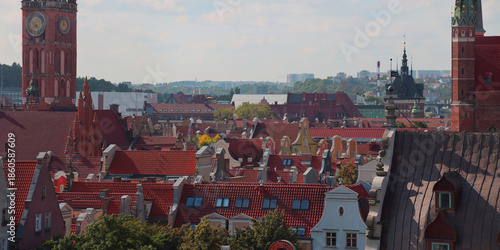 Medieval roofs of Old Town in Gdansk Poland