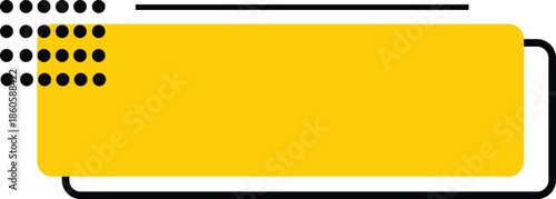 modern yellow geometric banner frame with black dots and lines for text overlay design isolated on white background.