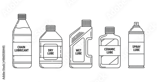 Various types of bicycle lubricants: chain, dry, wet, ceramic, spray