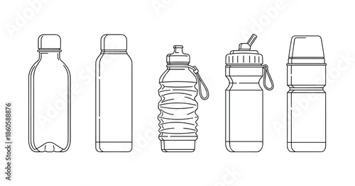 Variety of water bottle designs: plastic, metal, and collapsible options
