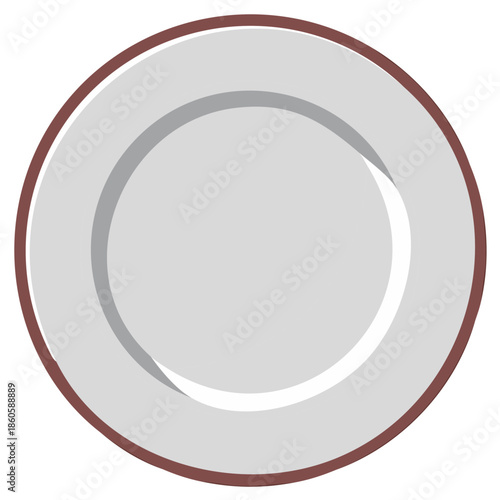 Empty Dinner Plate with Brown Rim Circular Shape for Food Service
