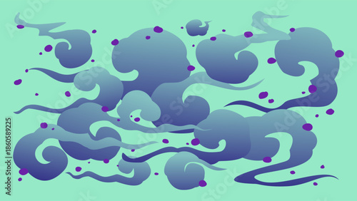 Whimsical gradient cloudscape vector illustration