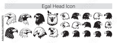 Collection of Eagle Head Icons and Silhouettes bird