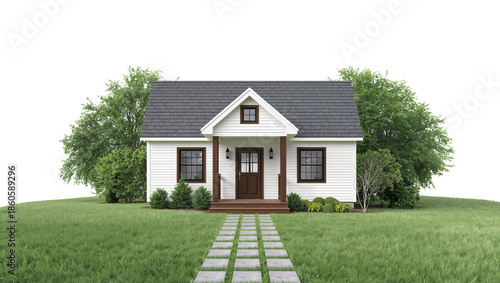 Cozy House in a Green Yard With a Path and Trees During Daytime