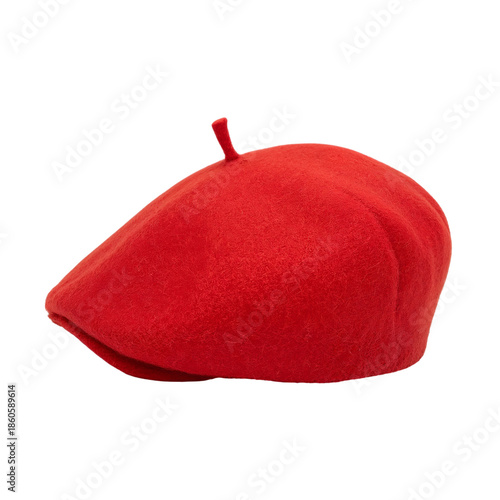 Red Beret Resting on a Flat Surface in a Simple Setting During Daylight