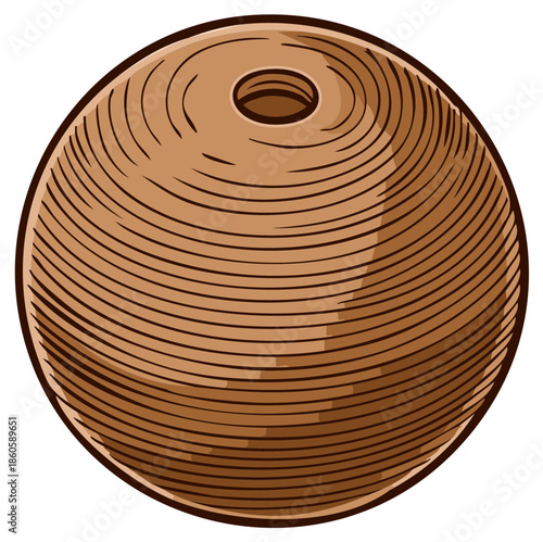 Engraved Wooden Bead with a Hole for Jewelry Making or Crafting