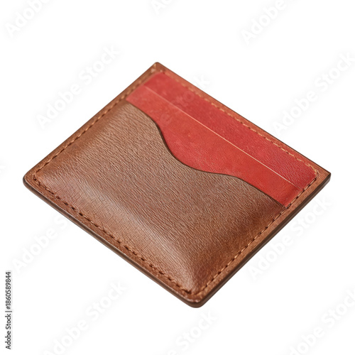 Brown Wallet With Red Pocket on Display for Sale in a Simple Setting