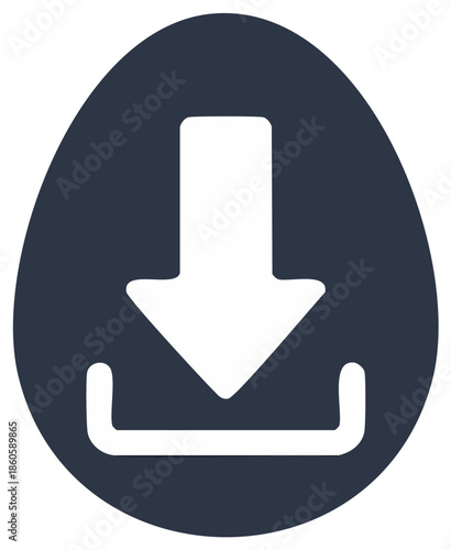 Egg shaped download icon with a downward arrow symbol for web and mobile apps
