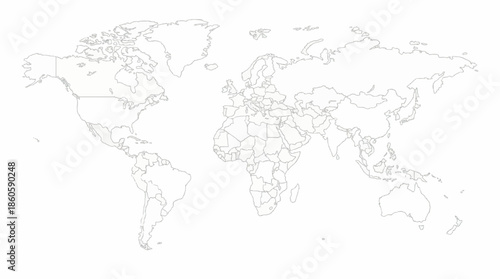 Blank Political World Map with Country Borders