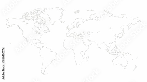World Map Outline with Continents Only
