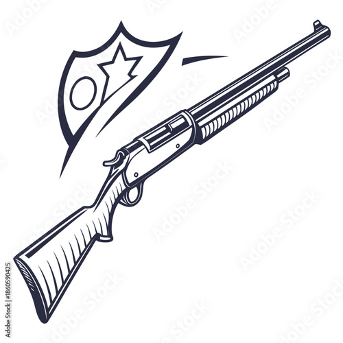 Tactical Police Rifle Firearm Vector Design