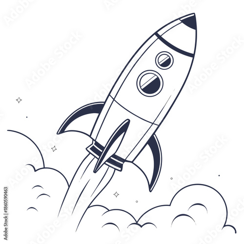 Minimalist Rocket Launch Vector Illustration
