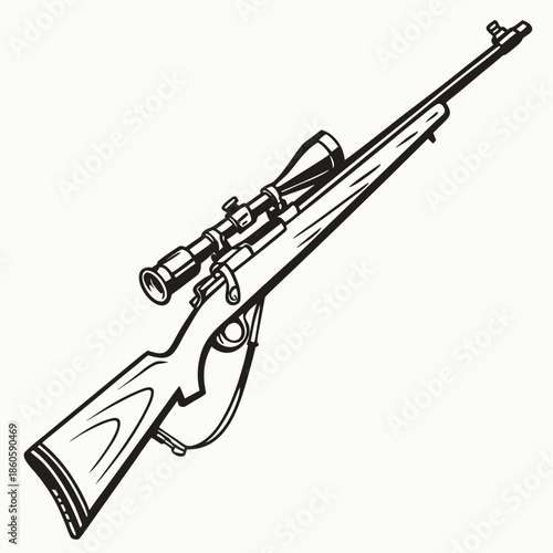 Technical Rifle Gun Firearm Vector Illustration